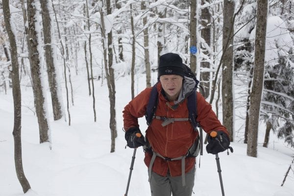 Coney Mountain is a popular hiking destination near Tupper Lake, but it can also be skied in the winter when there is a deep snowpack.