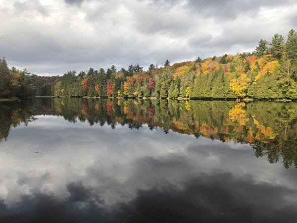 The foot of Rich Lake as seen from the Adirondack Visitor Interpretive Center. Photo by Phil Brown