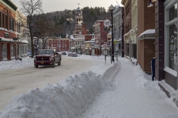 Downtown Saranac Lake Monday afternoon. Photo by Mike Lynch