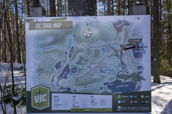 Paul Smith's College VIC trail map. Photo by Mike Lynch