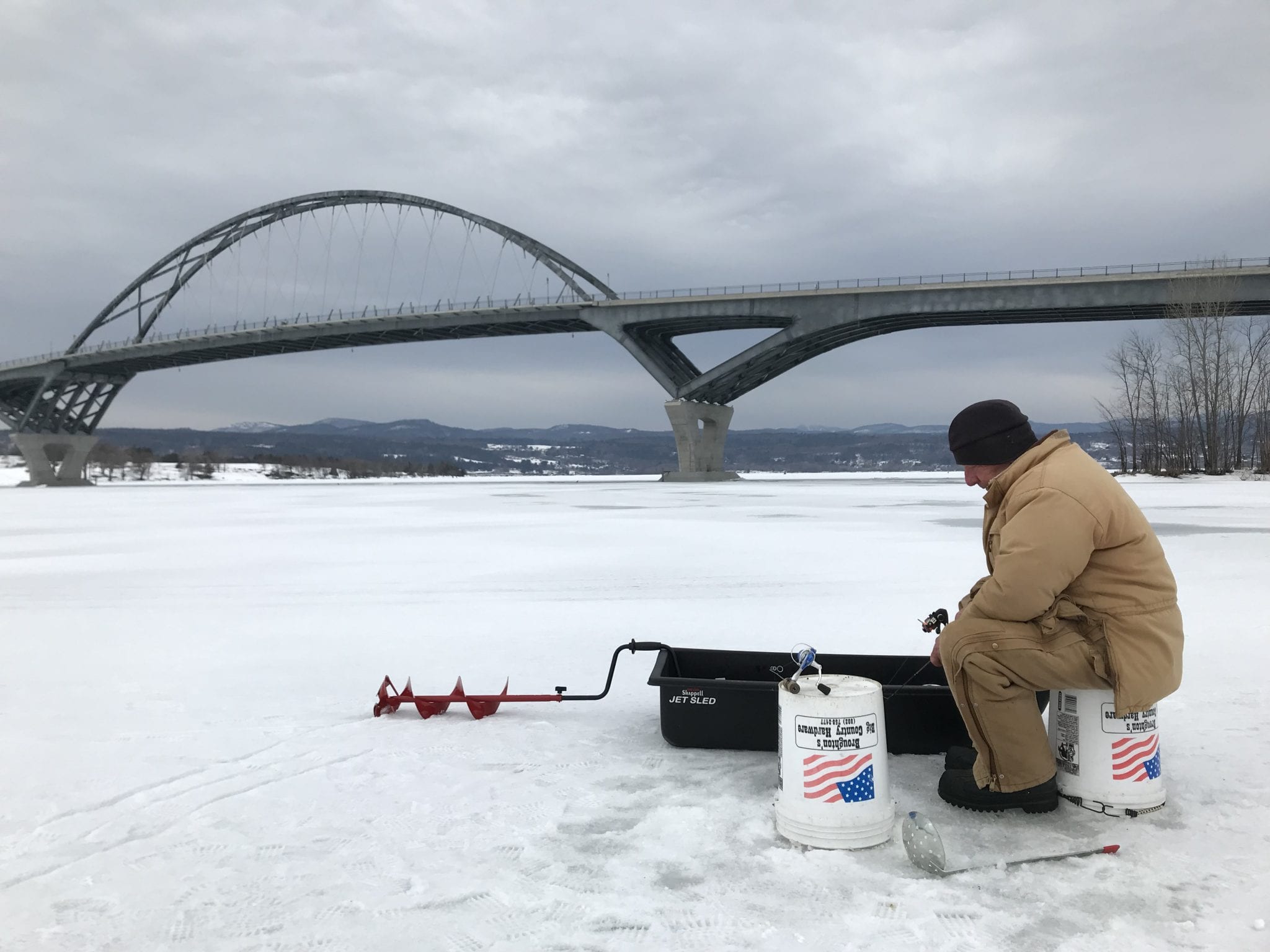 Lake Champlain ice fisherman.