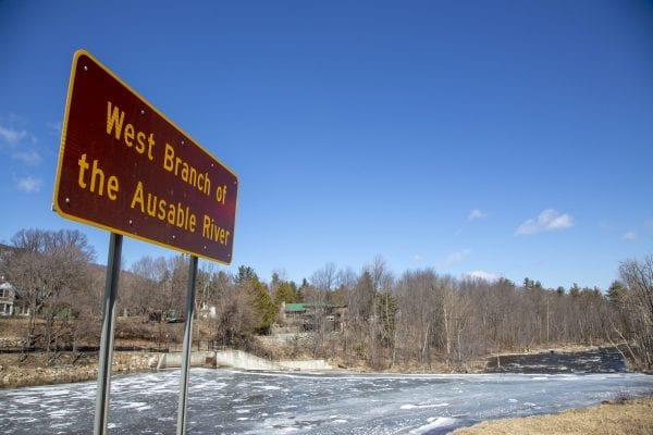 A frozen section of the West Branch of the Ausable River above the dam in Wilmington. Photo by Mike Lynch