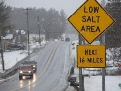 low road salt area sign