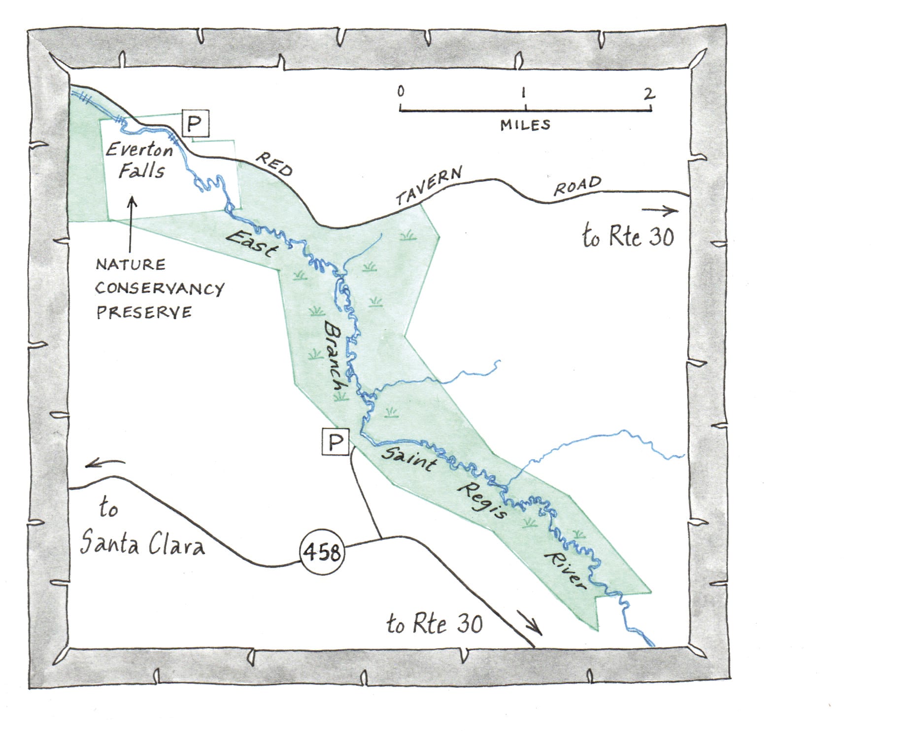 map of east branch of st. regis river