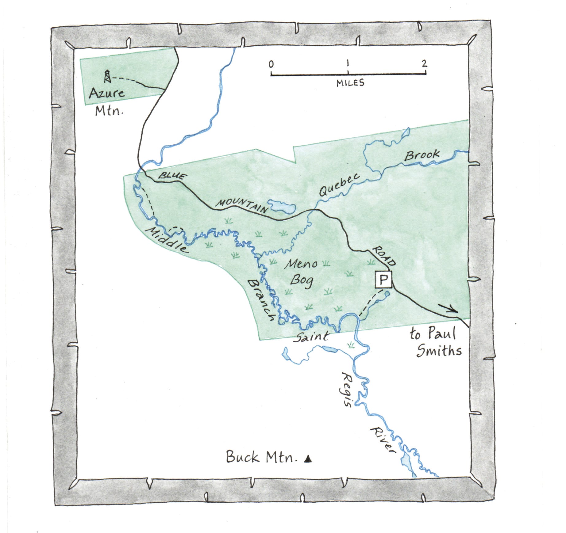map of middle branch of st. regis river