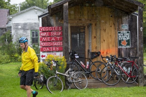 Cyclists left their bikes at this farm store at Reber Rock Farm. Photo by Mike Lynch