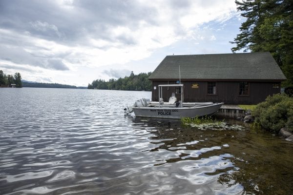 A view from the state boat launch at Ampersand Bay on Lower Saranac Lake. Photo by Mike Lynch