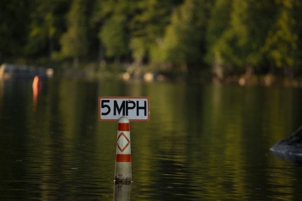 The river from Second Pond to Lower Saranac Lake has a speed limit of 5 miles per hour. Photo by Mike Lynch