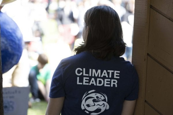 Many high school students from the Tri-Lakes left school to participate in Friday's climate strike held at Riverside Park in Saranac Lake. Overall several hundred people attended the demonstration. Photo by Mike Lynch