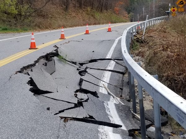 Roads on the west side of Lake George in and around the town of Hague were damaged during the Halloween storm. Photo by Steve Ramant