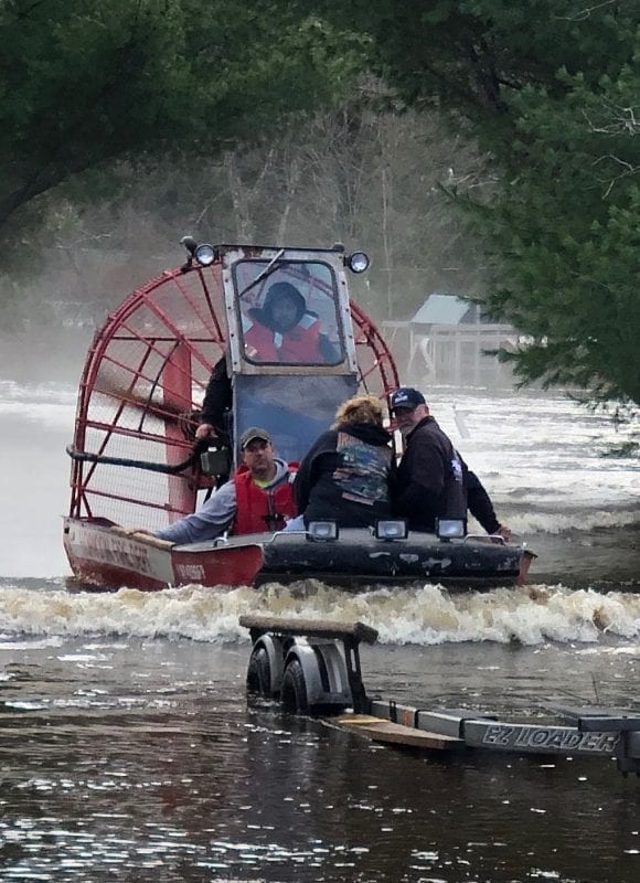 The Horicon Fire Department used its airboat during a rescue on the Schroon River on November 1. Photo by Mike Rowland.
