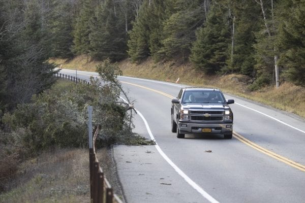 A downed tree on Route 86 between Wilmington and Lake Placid on November 1. Photo by Mike Lynch