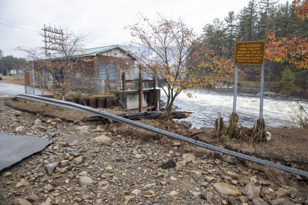Flooding during the Halloween storm damaged roads and bridges, including Algonquin Drive in the town of Wells. Photo by Mike Lynch