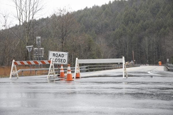 Route 8 from the intersection at Route 30 north of Wells remained closed until November 5 due to washouts from the Halloween storm. Photo by Mike Lynch