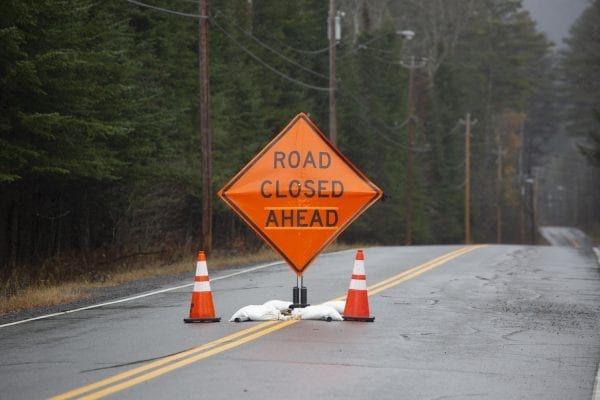 Local and state roads throughout the Adirondacks were closed during the Halloween storm. Many still remain closed a week later. Photo By Mike Lynch