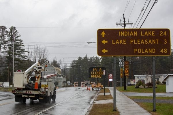 State roads were closed throughout the Adirondacks as a result of damages sustained during the Halloween storm. Photo by Mike Lynch