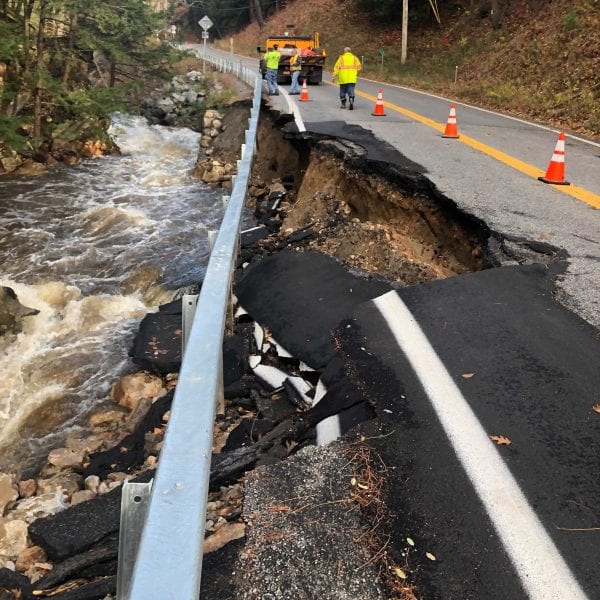 Hague Brook washed out Route 8 on the west side of Lake George in the town of Hague. Photo by Tim Rowland.