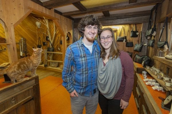 Broyce and Allison Guerette, both 23, own the Leather Artisan in Childwold. An ANCA study suggests the Adirondacks need more young buyers like them. This February 2019 photo was taken by Mike Lynch