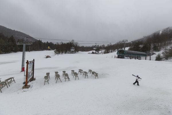 Warm weather brought rains in late January 2019, a trend that is expected to continue into the future as a result of climate change. This image was shot at Whiteface Mountain. Photo by Mike Lynch