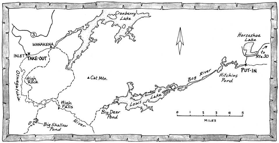 A map of the Bog River and Lows Lake by Nancy Bernstein