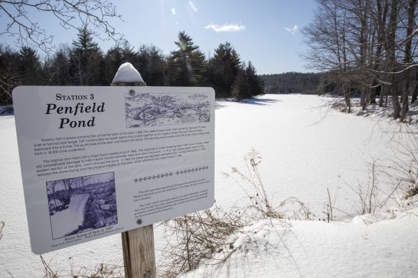 Penfield Pond is located in Ironville, a national historic district, where there are a dozen buildings still standing that have connections to the glory days of iron mining. The crown jewel is the Penfield Homestead, the nearly 200-year-old home of mining pioneer Allen Penfield, which is now a museum bursting with artifacts and stories. The most significant is told through a replica of the electromagnet that changed the face of industry. Photo by Mike Lynch