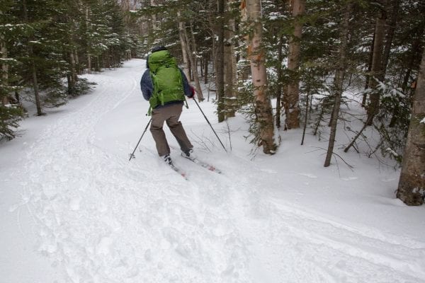 Last winter Explorer photographer Mike Lynch tagged along with Ron Konowitz for a trip on the Wright Peak Ski Trail in the High Peaks Wilderness.  This trail, built in the 1930s, continues to be popular among backcountry skiers looking for a challenging option in a remote area. Konowitz, president of the Adirondack Powder Skier Association, is a firm advocate of improving and adding backcountry skiing options to the Adirondack Forest Preserve. Photo by Mike Lynch