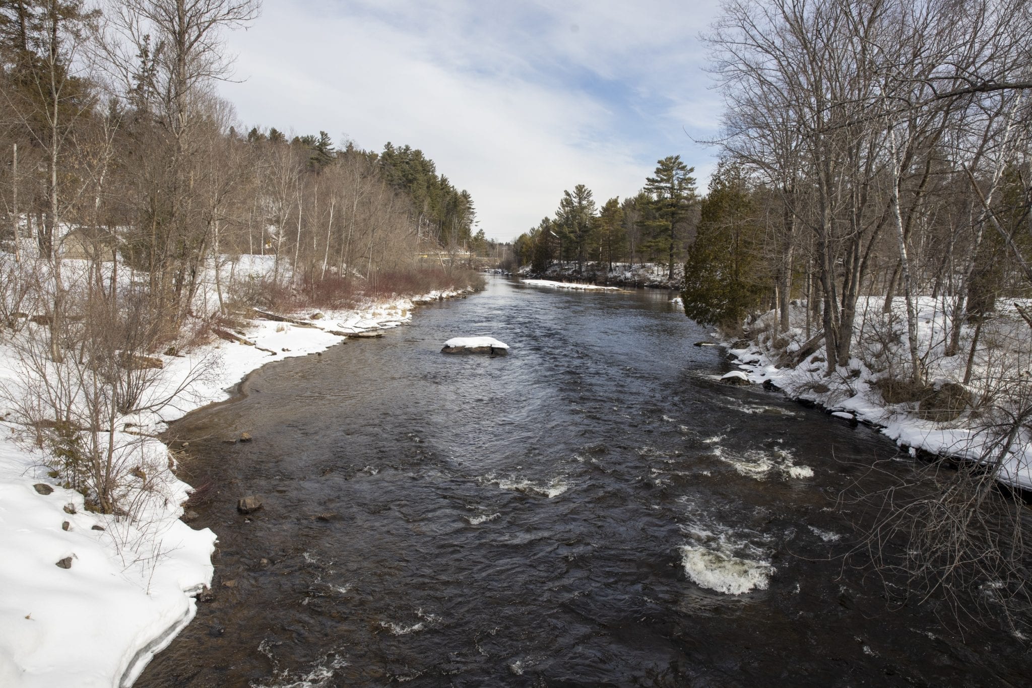 The Saranac River in March 2020.