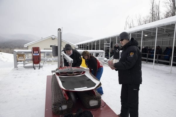 Behind the scenes with USA Luge Race Official Peggy Mousaw at the Youth National Seeding Races and Championships in February at the Mount Van Hoevenberg Sports Complex in Lake Placid. Photo by Mike Lynch
