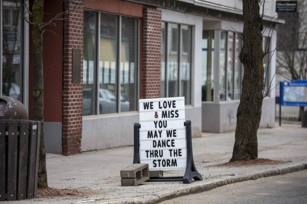 A sign outside the Dance Sanctuary in Saranac Lake. Photo by Mike Lynch