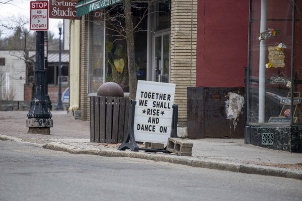 A sign outside the Dance Sanctuary in Saranac Lake. Photo by Mike Lynch