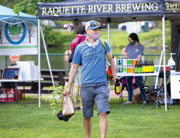 The Saranac Lake Farmer's Market put new rules in place this past summer, including requiring masks outdoors and social distancing rules. Photo by Mike Lynch