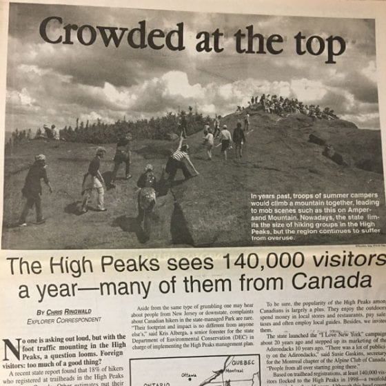 Crowding in the High Peaks, then and now