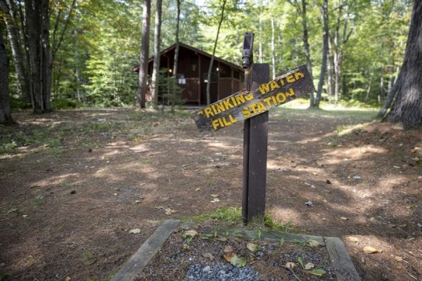A drinking water faucet and comfort station at the Fish Creek Pond Campground. Photo by Mike Lynch