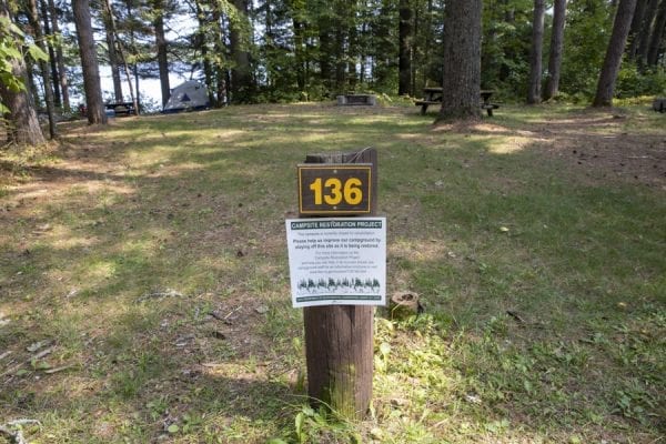 A campsite that is being restored. Photo by Mike Lynch