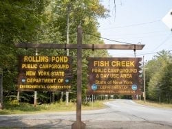 fish creek and rollins pond signs