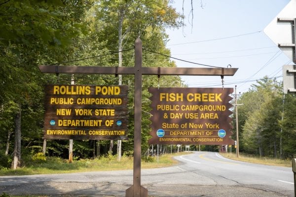 fish creek and rollins pond signs