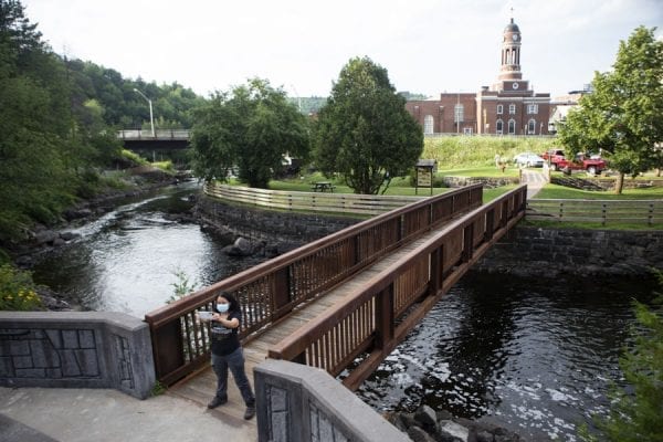 The Riverwalk in the Village of Saranac Lake.  Photo by Benjamin Chambers