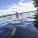 Chris Morris paddles Union Falls Pond on the Saranac River. Photo by Mike Lynch