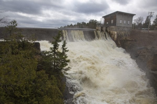 Union Falls Dam after a big rain in April 2017. Photo by Mike Lynch