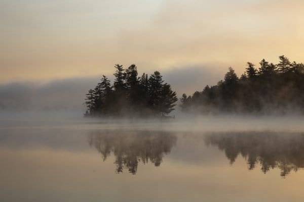 Franklin Falls Pond on a foggy September morning. Photo by Mike Lynch