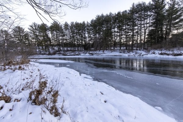 The frozen Boquet River. Photo by Mike Lynch