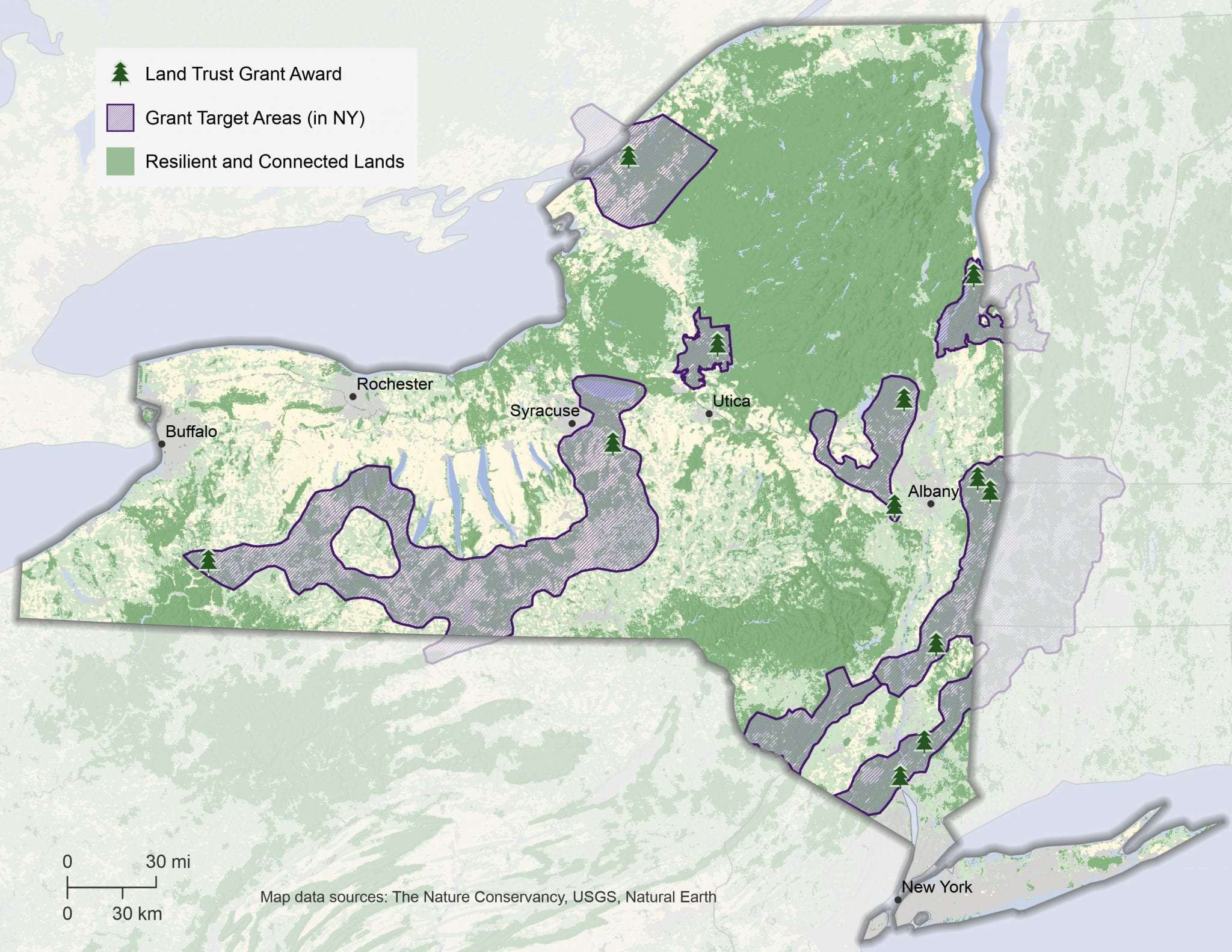 Nature Conservancy map of land grant awards