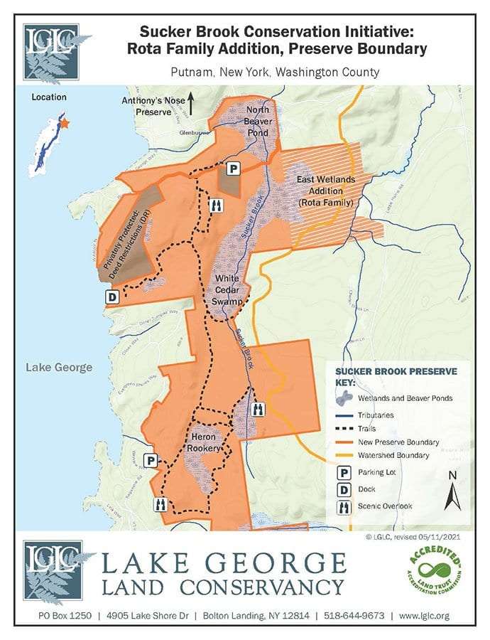 lake george land conservancy's sucker brook property in putnam