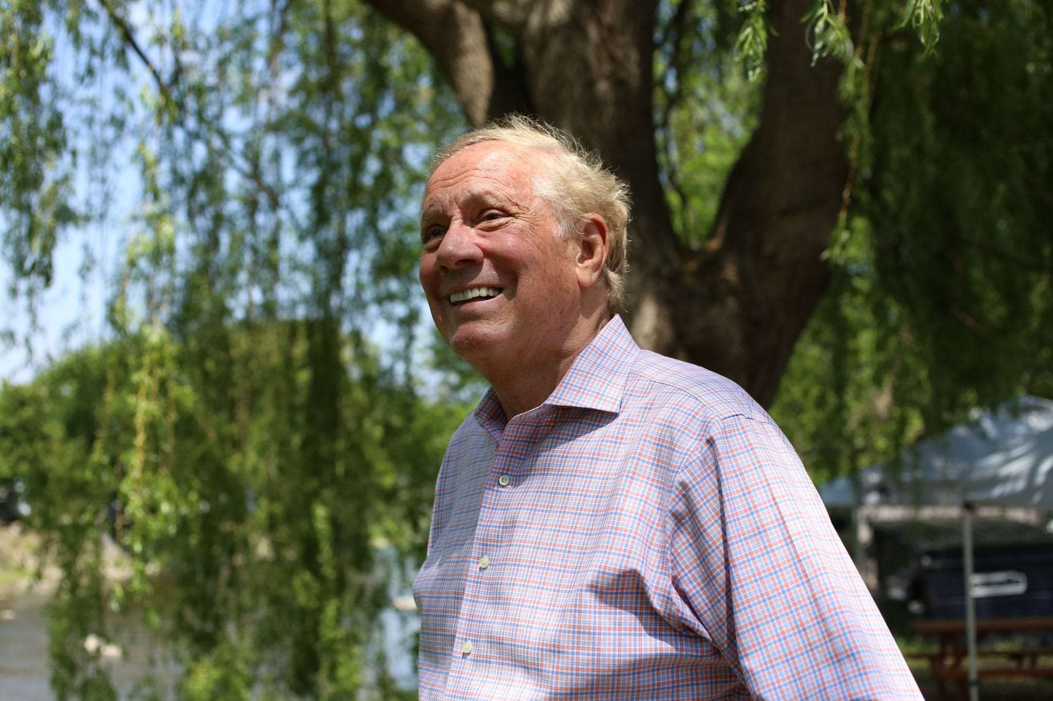 George Pataki, the 53rd governor of New York, looks out on the Boquet River in Willsboro.