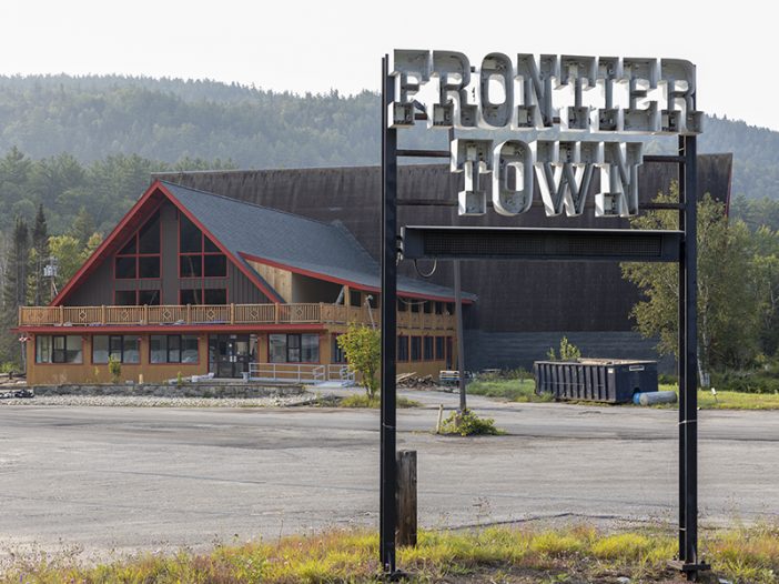 frontier town gateway a-frame building
