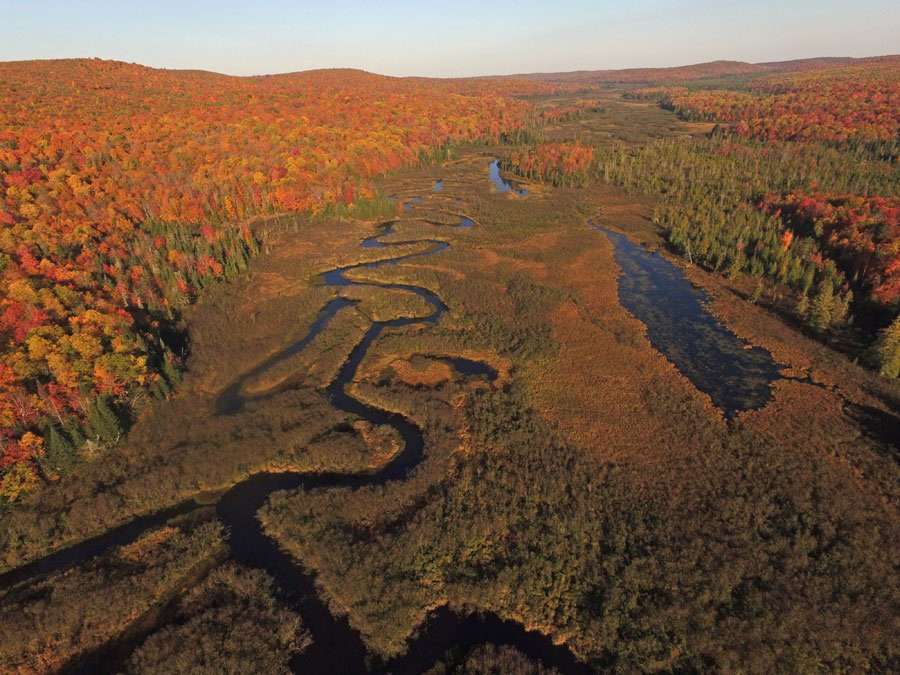 deer river drone shot