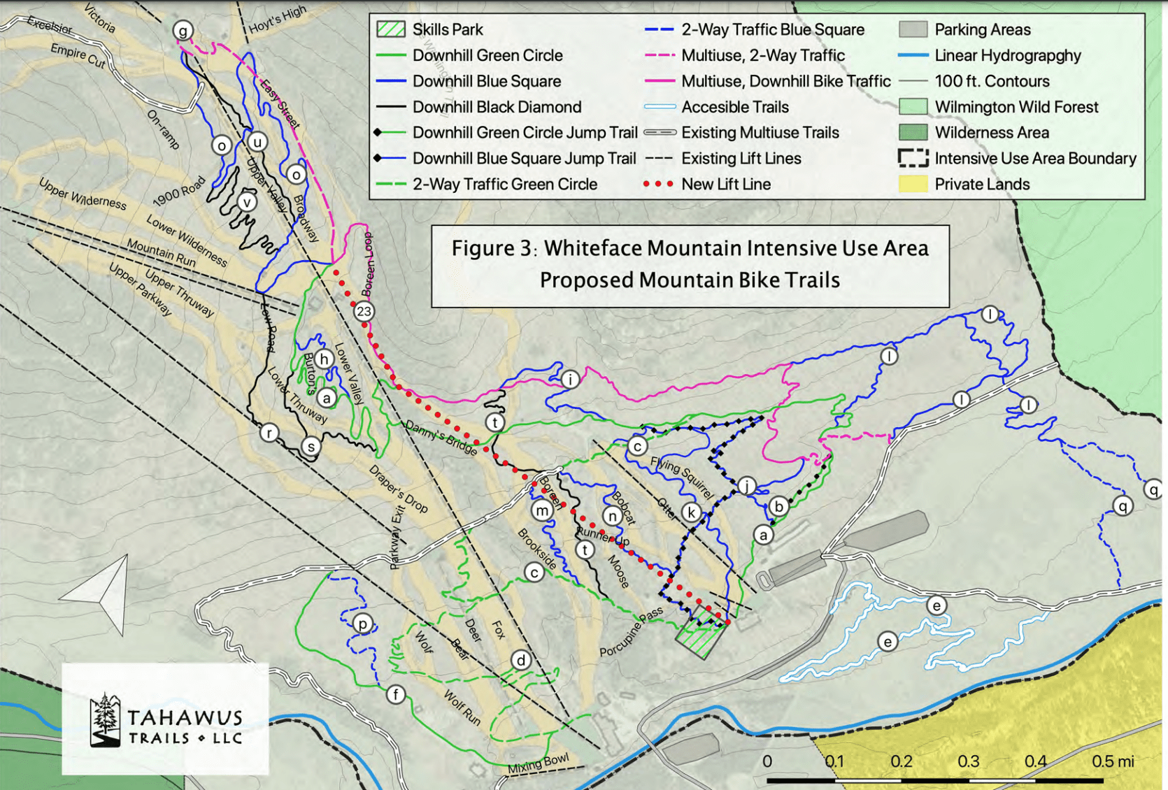 Proposed mountain biking trails for Whiteface Mountain