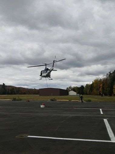 Rangers team with DEC Foresters and NYSP Aviation to repair wilderness area lean-tos and bridges. DEC photo