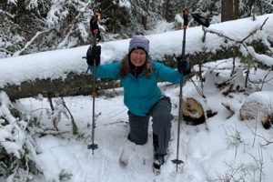 Savoring the first ski, despite the downed trees