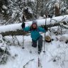 Savoring the first ski, despite the downed trees